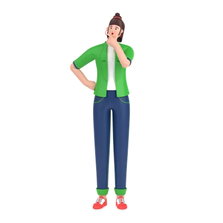 Chica pensando algo  3D Illustration