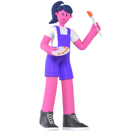 Niña pintando algo  3D Icon