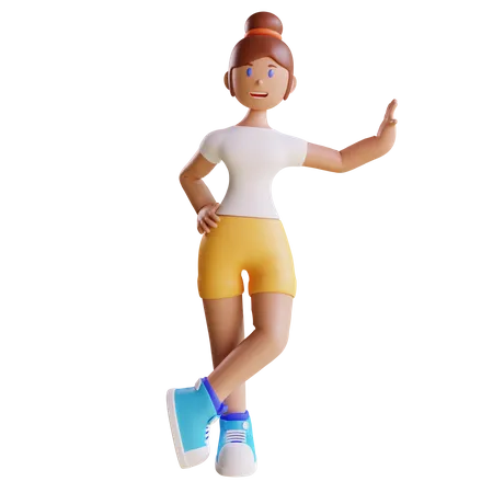 Chica recostada en la pared  3D Illustration