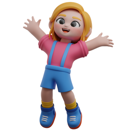 Niña saltando  3D Icon