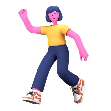 Niña saltando  3D Icon