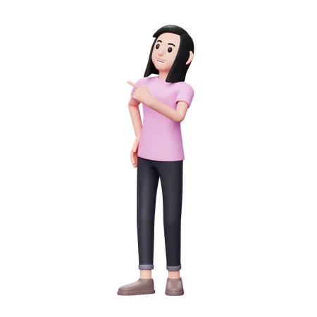 Chica Senalando Eleccion Pose De Eleccion Correcta Ilustracion De Personajes De Renderizado 3 D 3D Illustration