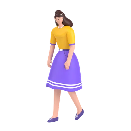 Chica se siente frustrada caminando  3D Illustration