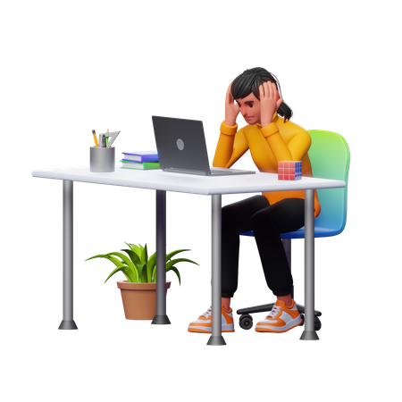 Niña sintiéndose mareada durante el trabajo  3D Icon