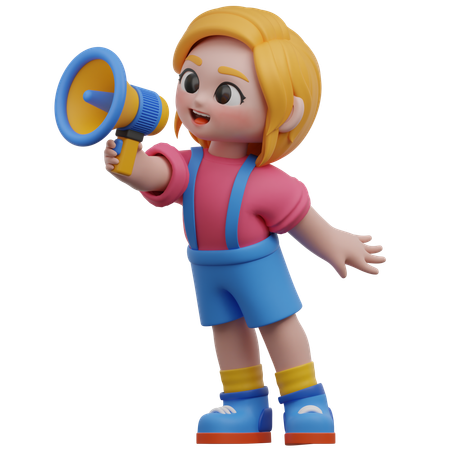 Niña sosteniendo megáfono  3D Icon