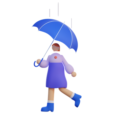 Niña sosteniendo paraguas  3D Illustration