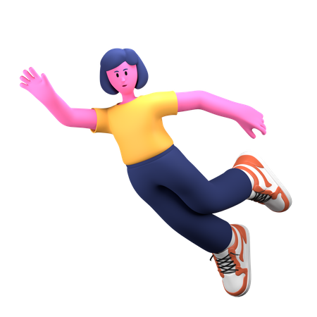 Niña volando en el aire  3D Icon