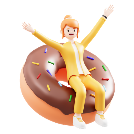 Chica y donas  3D Illustration