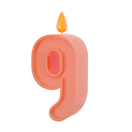 Nine Number Candle 3D Illustration