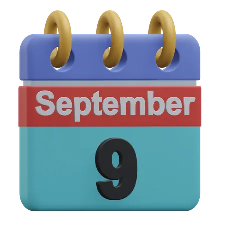 Nine September Calendar 3 D Icon Illustration With Transparent Background 3D Icon