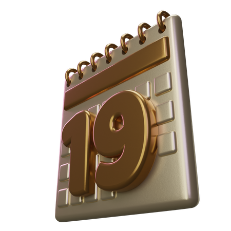 Nineteen Calendar 3D Icon
