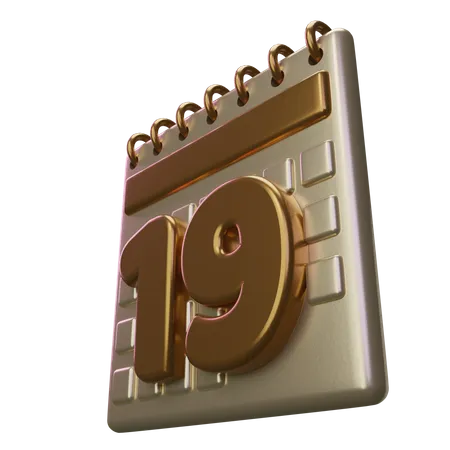 Nineteen Calendar  3D Icon