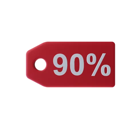 Ninety Percent Icon Discount With Transparent Background 3D Icon