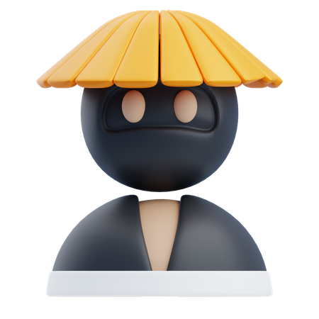 Ninja com chapéu  3D Icon