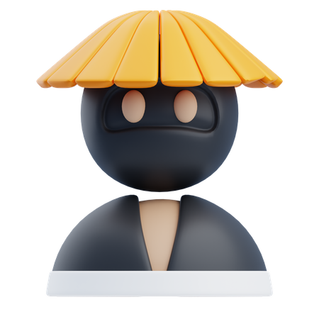 Ninja com chapéu  3D Icon