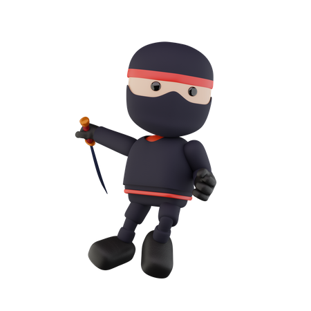 Crianças ninja com espada  3D Illustration