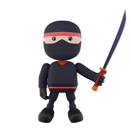 Crianças ninja com espada  3D Illustration