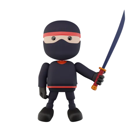 Crianças ninja com espada  3D Illustration