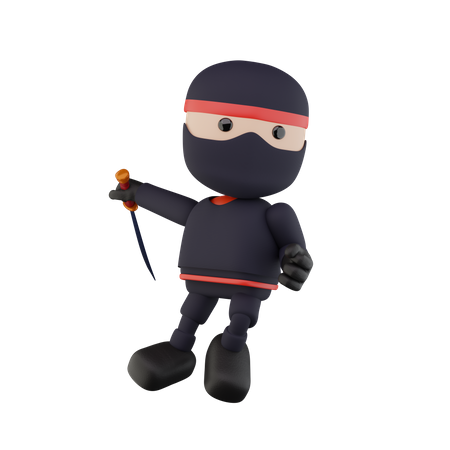 Enfants ninja avec épée  3D Illustration