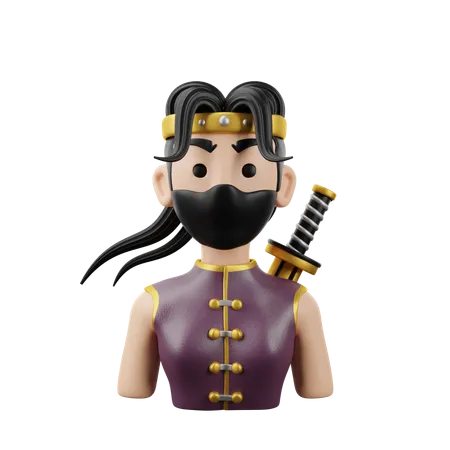 Ninja Female  3D Icon