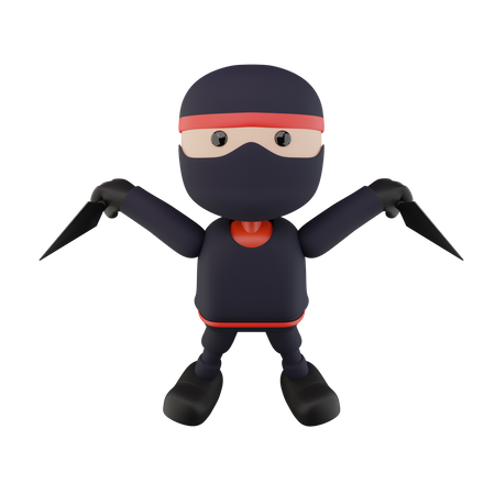 Ninja Kids  3D Illustration