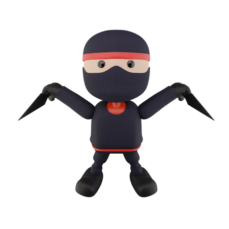 Ninja Kids  3D Illustration