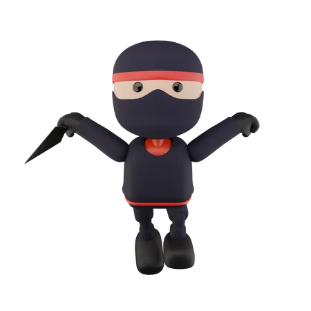 Ninja Kids  3D Illustration