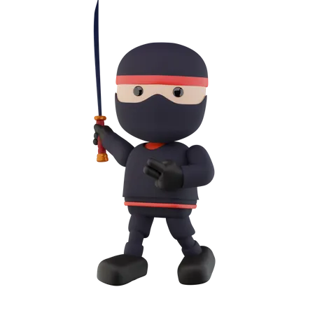 Ninja Kids  3D Illustration