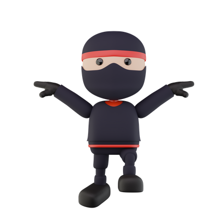 Ninja Kids  3D Illustration