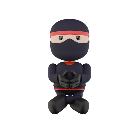 Ninja Kids  3D Illustration