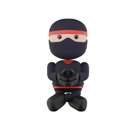 Ninja Kids  3D Illustration