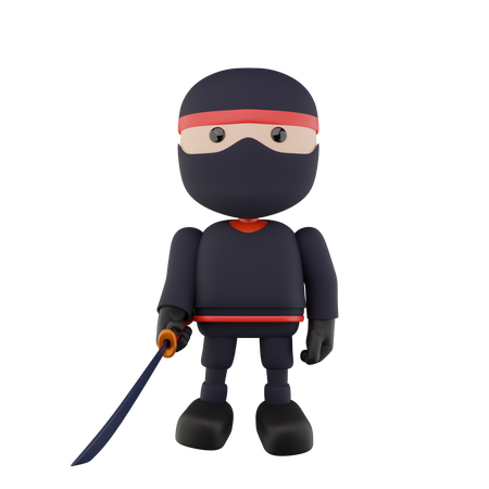 Ninja Kids  3D Illustration