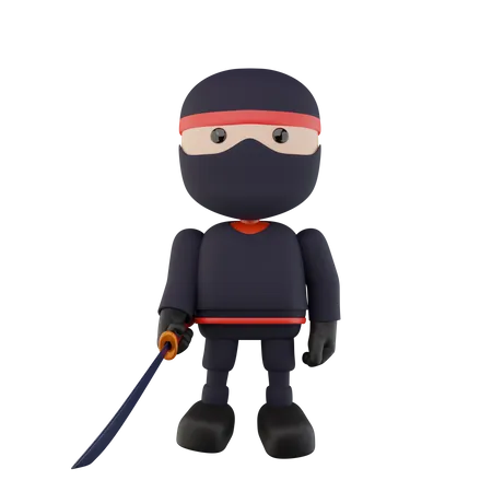 Ninja Kids  3D Illustration