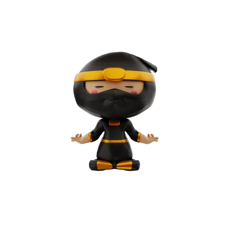 Ninja praticando  3D Illustration