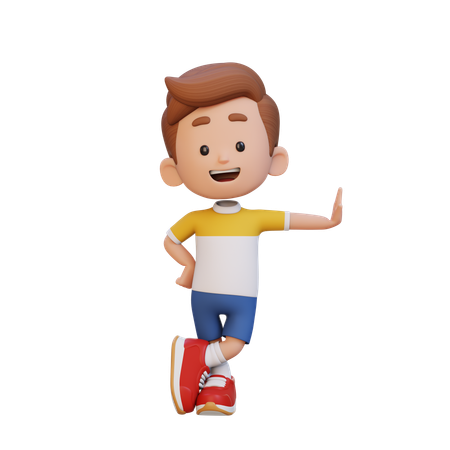 Niño acostado en una pared transparente  3D Icon