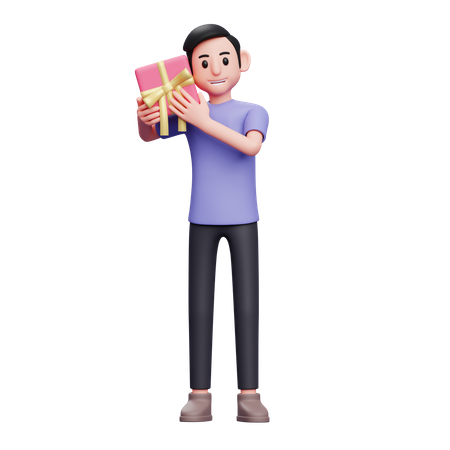 Niño adivina el contenido de un regalo escuchándolo  3D Icon