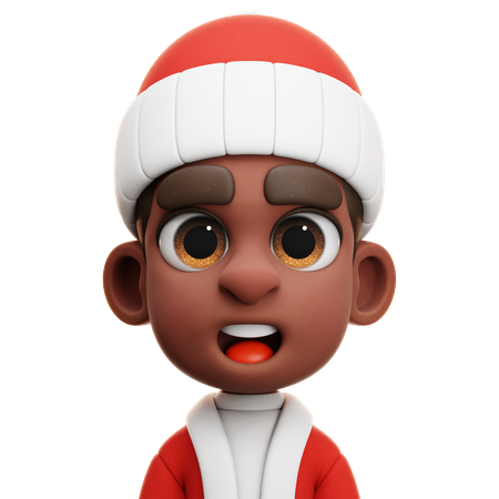 NIÑO AFRO CON TRAJE DE PAPÁ NOEL  3D Icon