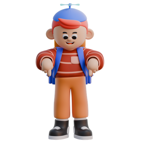 Niño apuntando hacia abajo  3D Icon