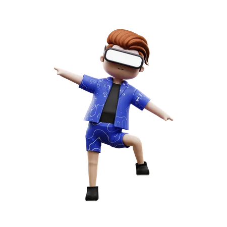 Niño bailando usando meta  3D Illustration