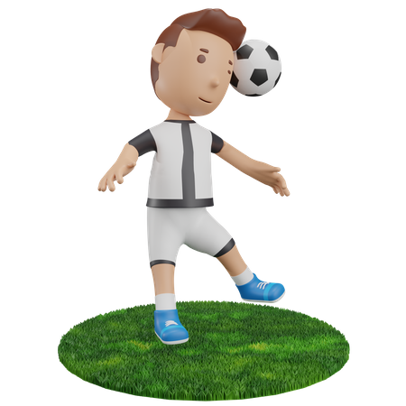 Niño dirigiéndose al fútbol  3D Illustration