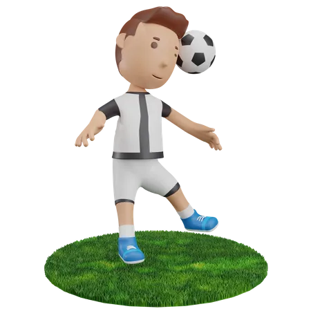 Niño dirigiéndose al fútbol  3D Illustration