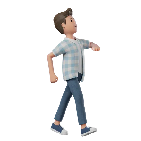 Niño caminando feliz  3D Illustration
