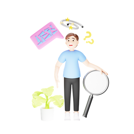 Niño cansado y confundido que no tiene claros sus objetivos de vida.  3D Icon