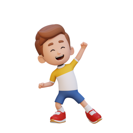 Niño celebrando en pose feliz 3D Icon
