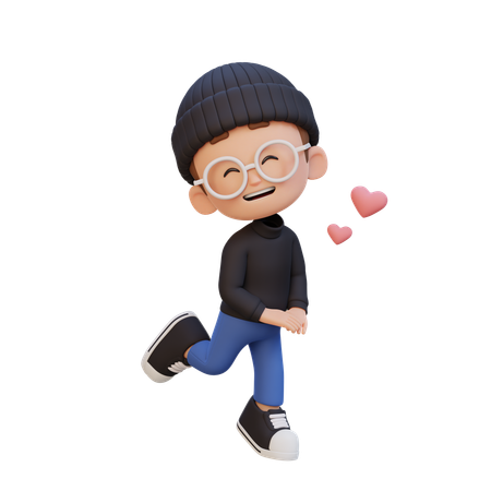 Niño chico enamorado  3D Icon