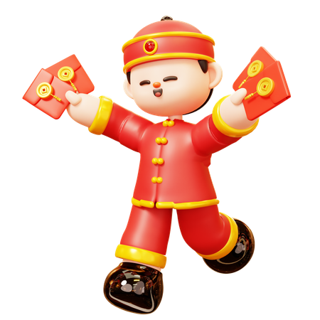 Niño chino con angpao  3D Icon