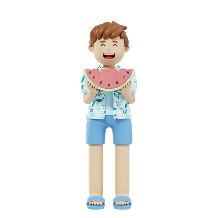 Niño comiendo sandía  3D Icon