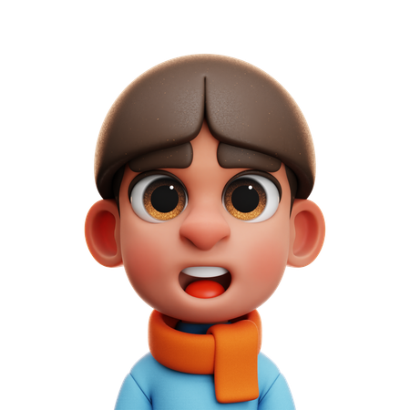 Niño con bufanda naranja  3D Icon