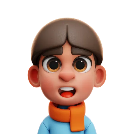 Niño con bufanda naranja  3D Icon