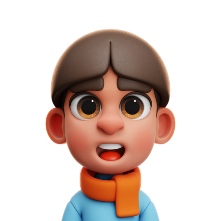 Niño con bufanda naranja  3D Icon